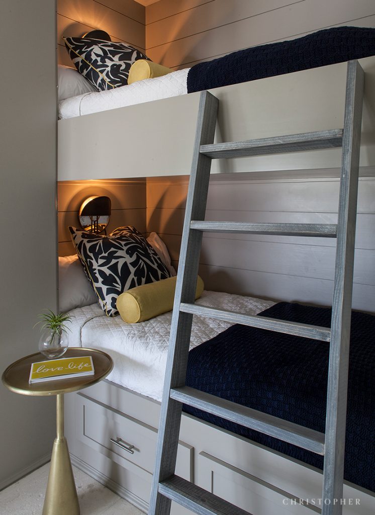 Coastal Luxury Inset Wall Bunkbeds with Lighting and Televisions