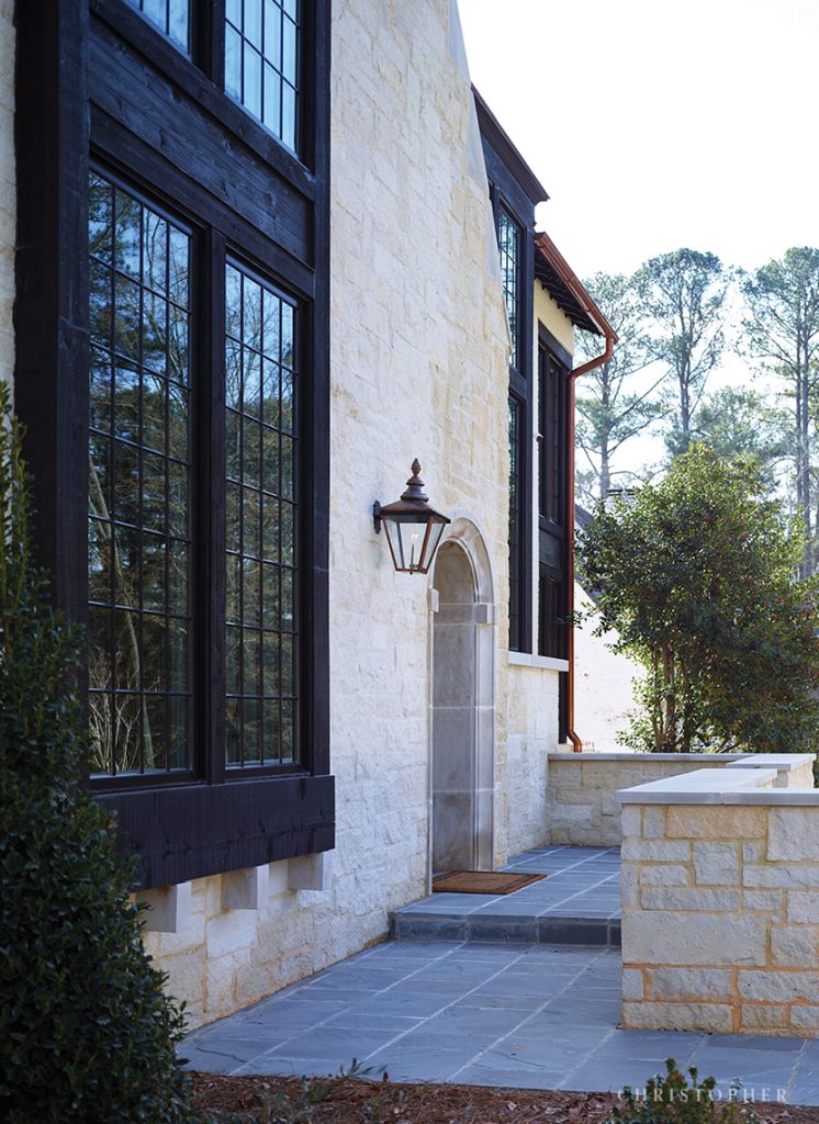 French Estate Approach and Front Door with Bevolo Lantern