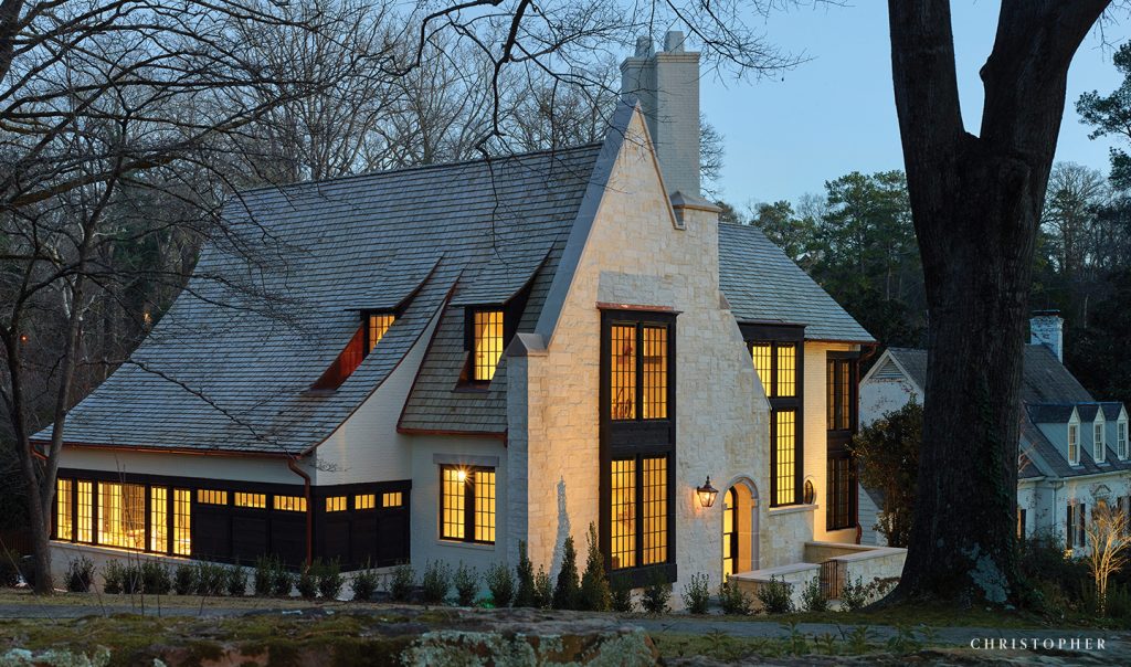 Light Filled French Estate at Dusk