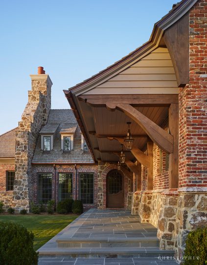 Christopher Architecture and Interiors Countryside Estate Walkway Approach with Overhang