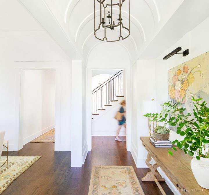 Christopher Showhouse Foyer with White Walls and Barrel Vault Ceiling